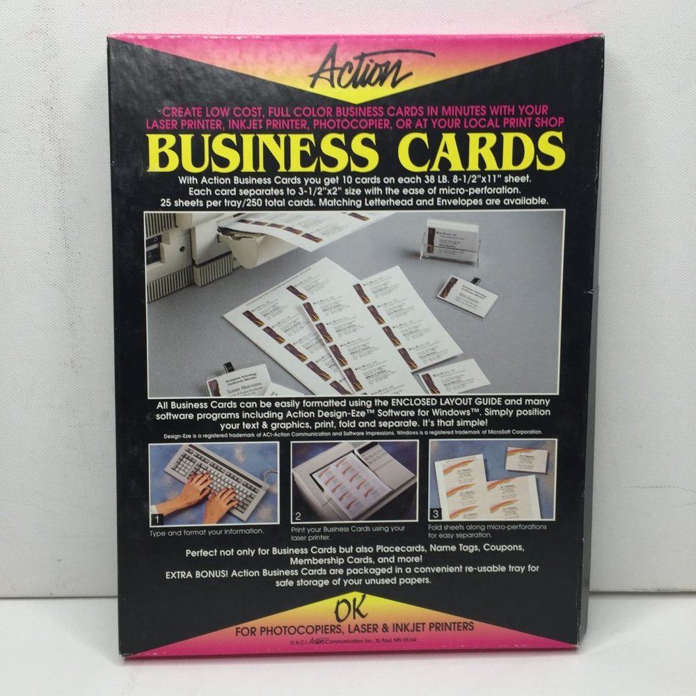 Action Create Your Own Business Cards Green Bar Design 19 Sheets 190